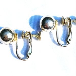 Vintage Silver Ball Earrings - Twist on Backs